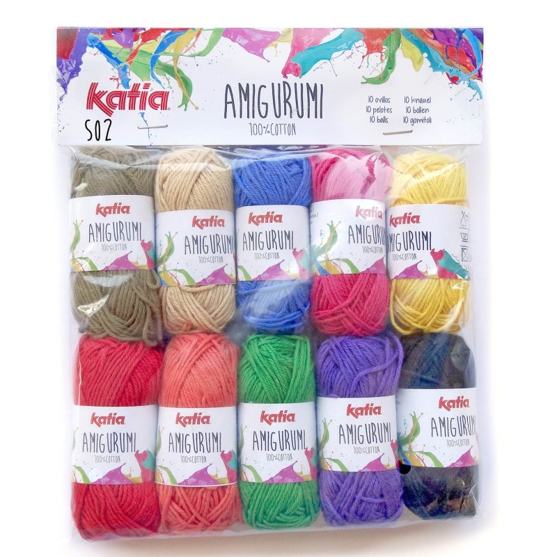 Katia Amigurumi S05 10 x 10g, Coton Amigurumi, Fil à crocheter