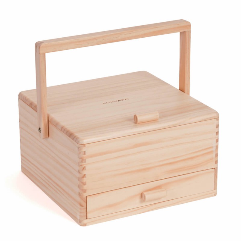 Costurero de madera grande, caja concentrina marrón oscuro, caja de madera  voladiza para joyería/kit de costura/letras, caja de madera lisa -   España