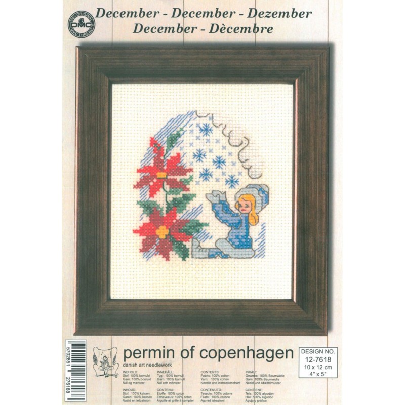 Cross Stitching Kit - Permin Of Copenhagen - December