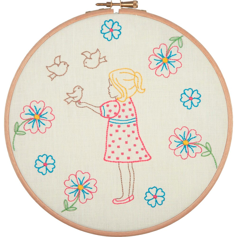 Anchor Flower Girl Hand Embroidery Pattern