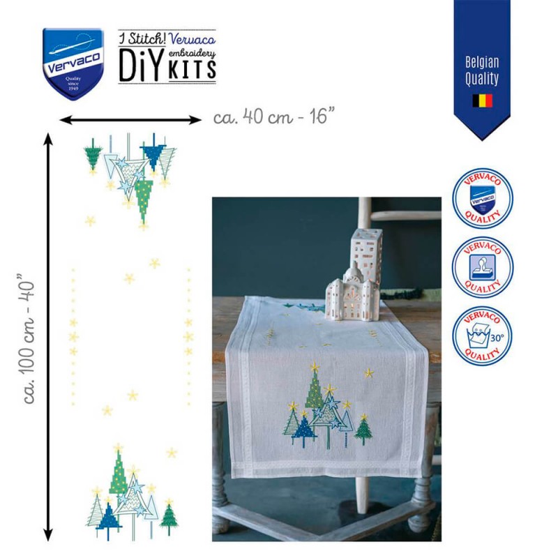 Vervaco Camino de mesa bordado de pinos modernos (paquete) PN